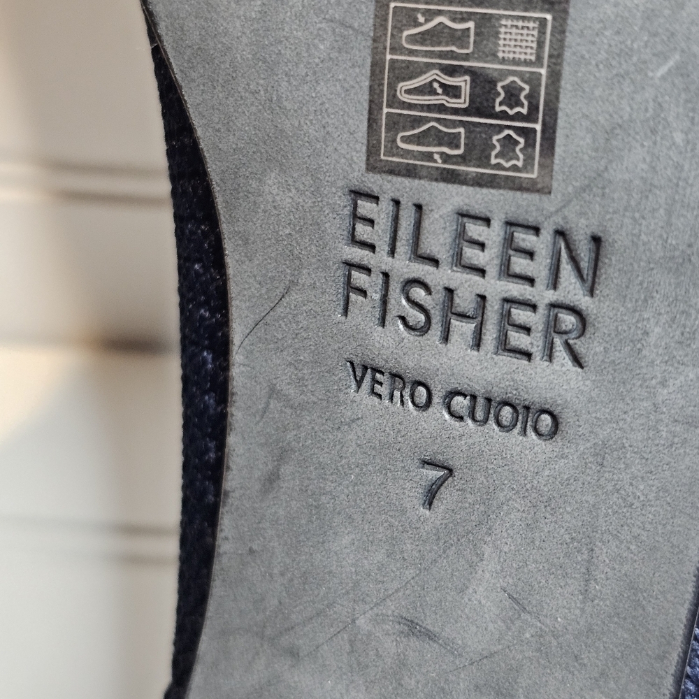 Eileen Fisher Gabby Midnight Blue Recycled Fabric Stretch Pumps - Picture 5 of 6